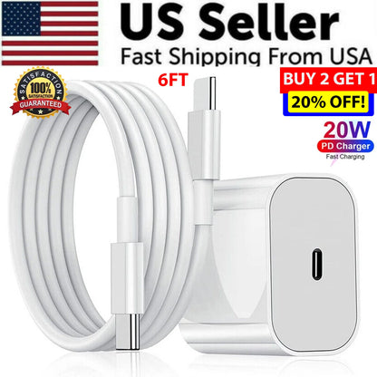 20W USB C Super Fast Charger PD to Type C Cable for Iphone 15 Ipad plus Pro Max