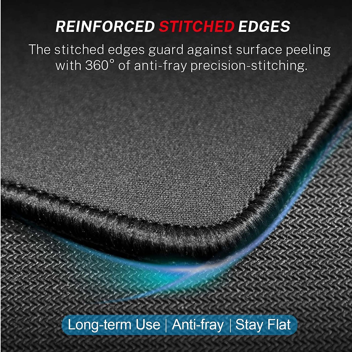 Mouse Pad [30% Larger] with Anti-Fray Stitching, Premium-Textured & Waterproof Computer Mousepad with Non-Slip Rubber Base, Gaming Mouse Mat for Laptop, Office & Home, 8.5 X 11 Inch, Black