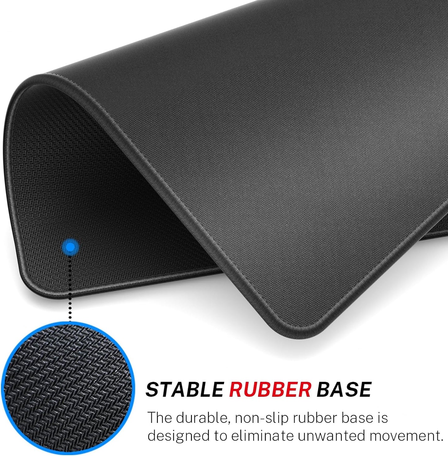 Mouse Pad [30% Larger] with Anti-Fray Stitching, Premium-Textured & Waterproof Computer Mousepad with Non-Slip Rubber Base, Gaming Mouse Mat for Laptop, Office & Home, 8.5 X 11 Inch, Black